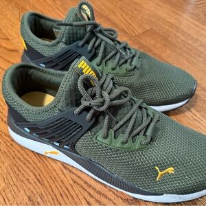 Puma Olive and Yellow Athletic Shoes